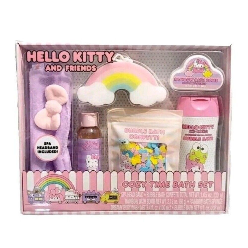 Hello Kitty & Friends Cozy Bath Set 6pc Bubble Bath Body Wash Spa Headband Kit